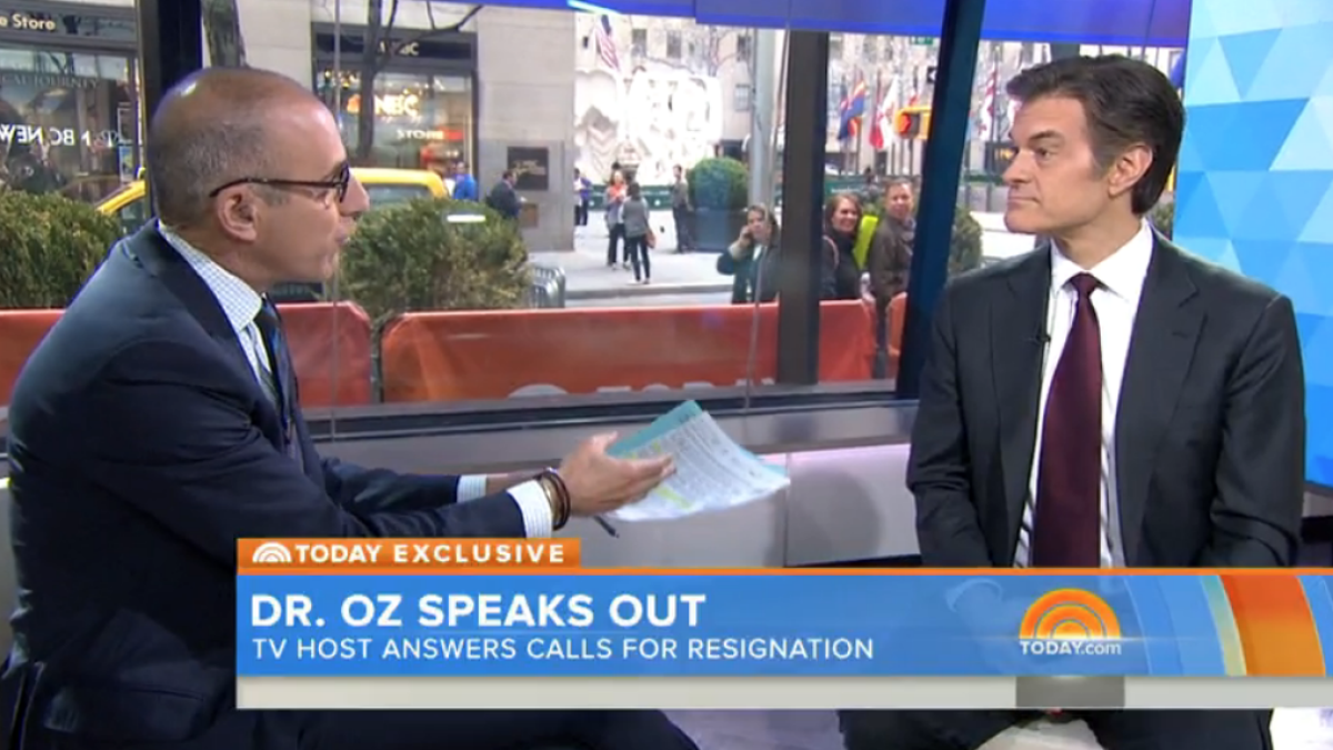 Dr. Oz fires back at his critics with misdirection and an absurd